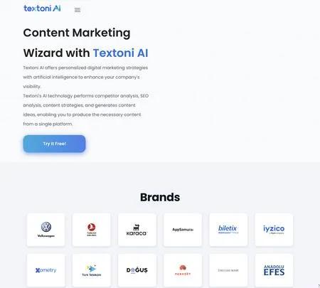 Screenshot of the site of Textoni