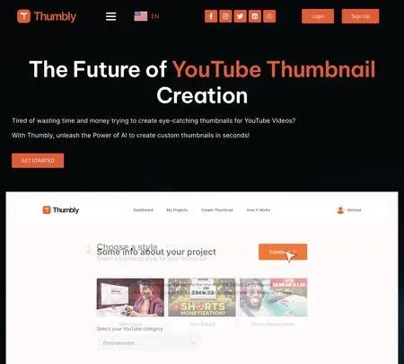 Screenshot of the site of Thumbly