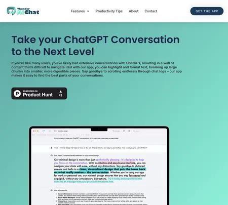 Screenshot of the site of Thunder AI Chat