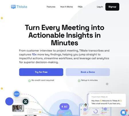Screenshot of the site of TMate