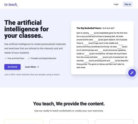 Screenshot of the site of to teach