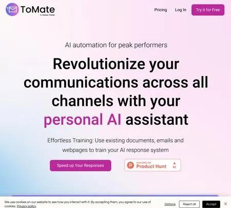 Screenshot of the site of Tomate.ai