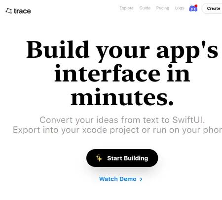 Screenshot of the site of Trace