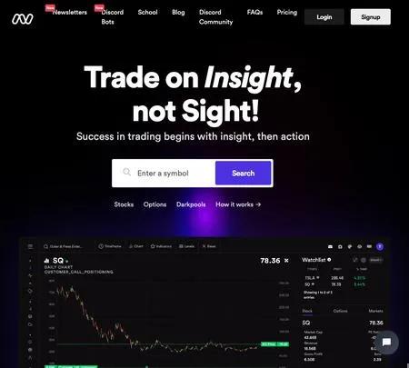 Screenshot of the site of Tradytics