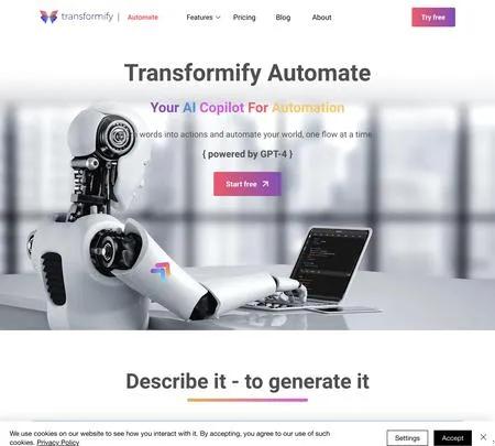 Screenshot of the site of Transformify Automate