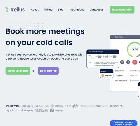 Screenshot of the site of Trellus