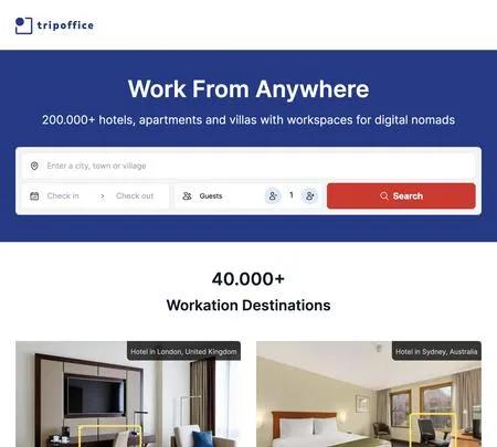 Screenshot of the site of Tripoffice