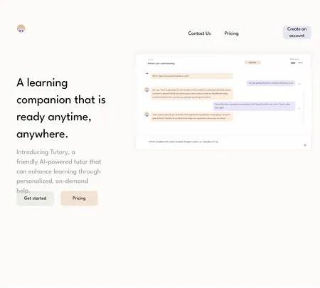 Screenshot of the site of Tutory