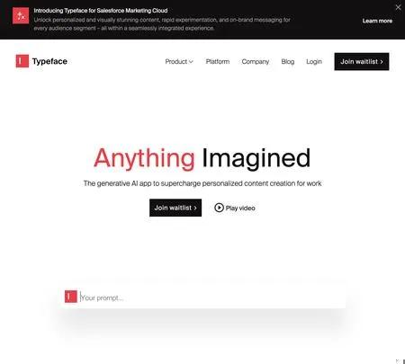 Screenshot of the site of Typeface