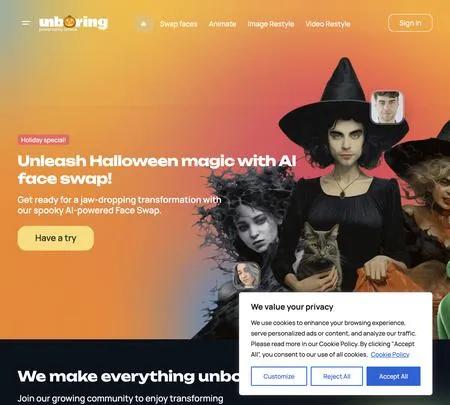 Screenshot of the site of Unboring