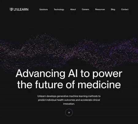 Screenshot of the site of Unlearn