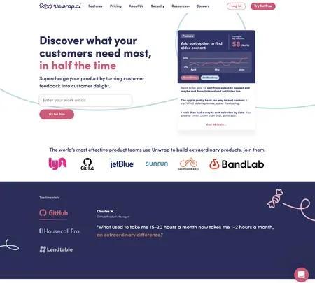 Screenshot of the site of Unwrap