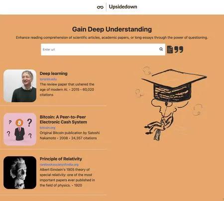 Screenshot of the site of Upsidedown