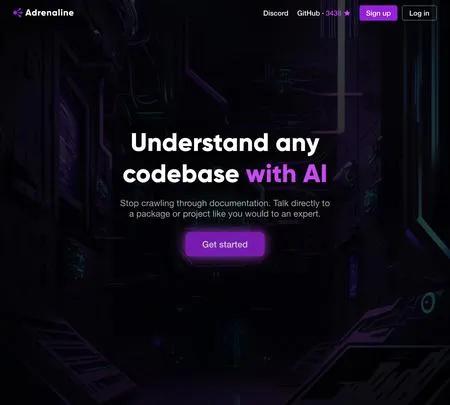 Screenshot of the site of Adrenaline