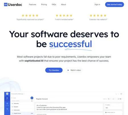 Screenshot of the site of Userdoc