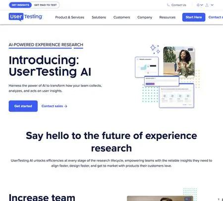 Screenshot of the site of UserTesting