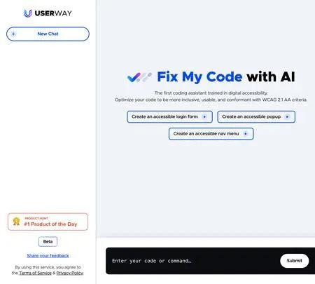 Screenshot of the site of User Way Fix My Code