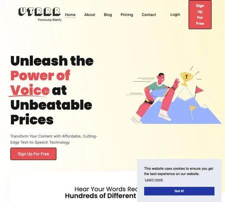 Screenshot of the site of UTRRR