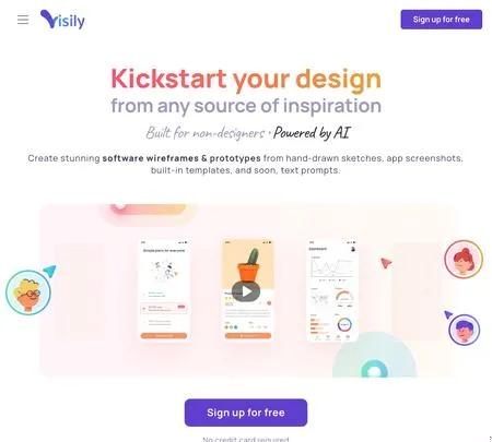 Screenshot of the site of Visily