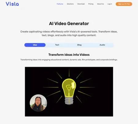 Screenshot of the site of Visla
