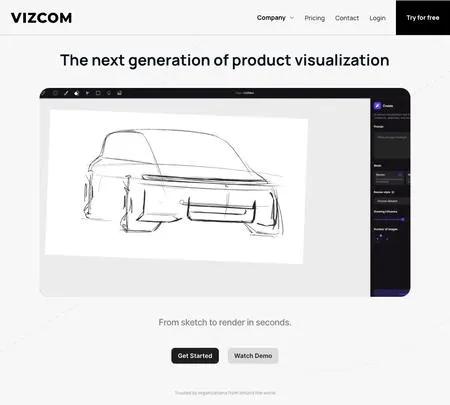 Screenshot of the site of Vizcom AI