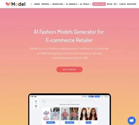 Screenshot of the site of VModel