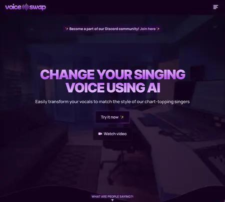 Screenshot of the site of Voice-Swap
