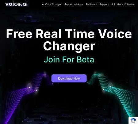 Screenshot of the site of voice.ai