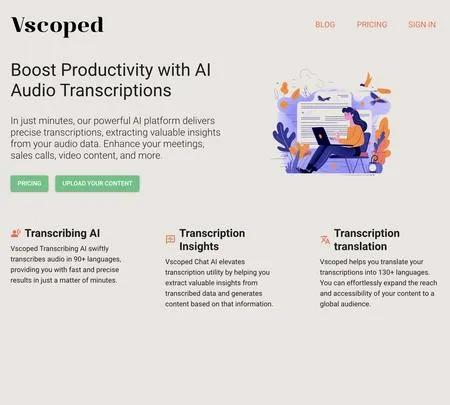 Screenshot of the site of Vscoped