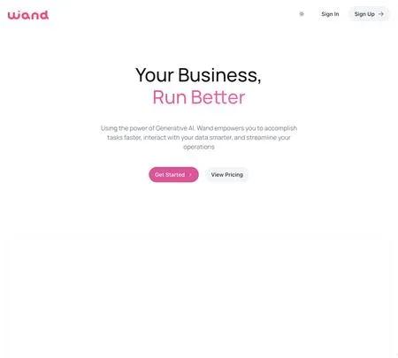 Screenshot of the site of Wand AI