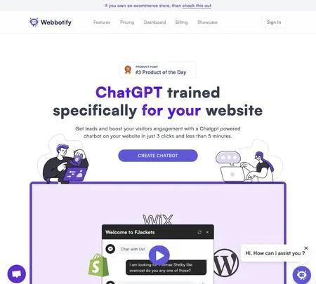 Screenshot of the site of WebBotify