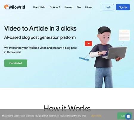 Screenshot of the site of Wilowrid