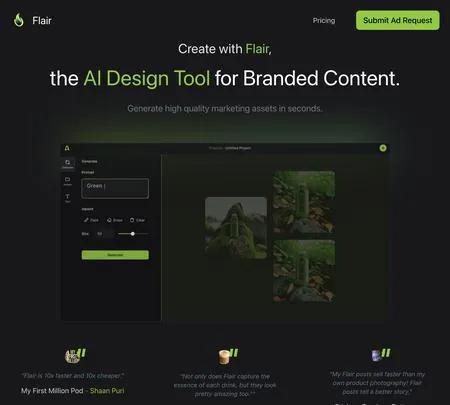 Screenshot of the site of Flair