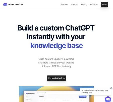 Screenshot of the site of Wonderchat
