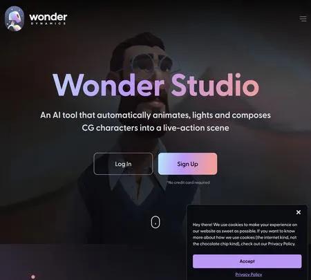 Screenshot of the site of Wonder Studio