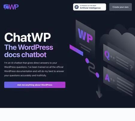 Screenshot of the site of ChatWP