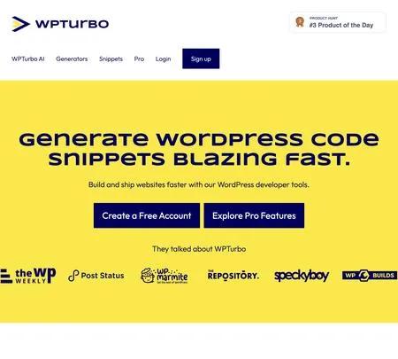Screenshot of the site of WPTurbo