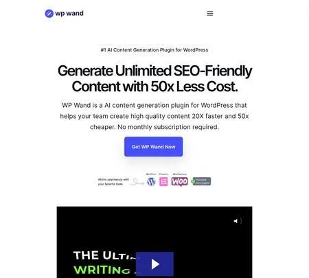 Screenshot of the site of WP Wand