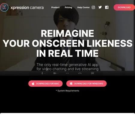 Screenshot of the site of xpression camera