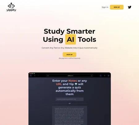 Screenshot of the site of Yippity