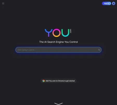 Screenshot of the site of You.com