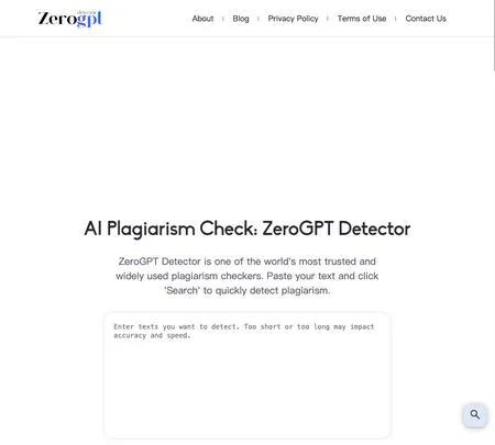 Screenshot of the site of ZeroGPT Detector