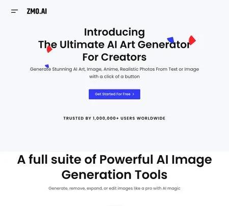 Screenshot of the site of ZMO.AI