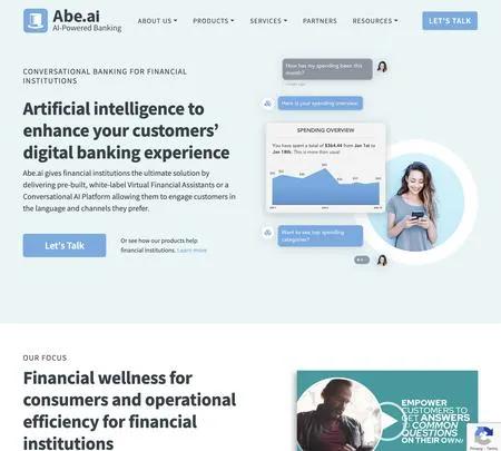 Screenshot of the site of Abe AI