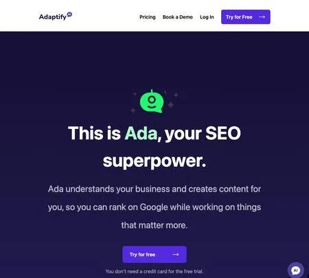Screenshot of the site of Adaptify