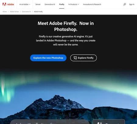Screenshot of the site of Adobe Firefly
