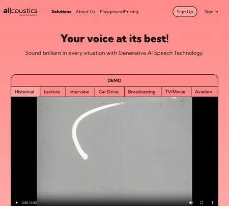 Screenshot of the site of AI-coustics