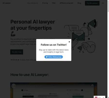 Screenshot of the site of AI-Lawyer