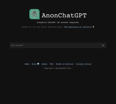 Screenshot of the site of AnonChatGPT
