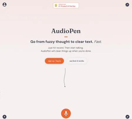 Screenshot of the site of AudioPen